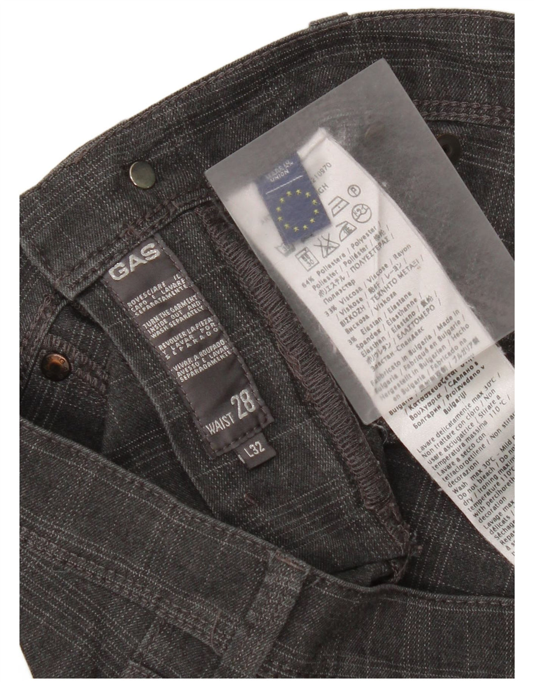 Pantaloni casual subțiri pentru femei Gas W28 L32 poliester cu carouri gri