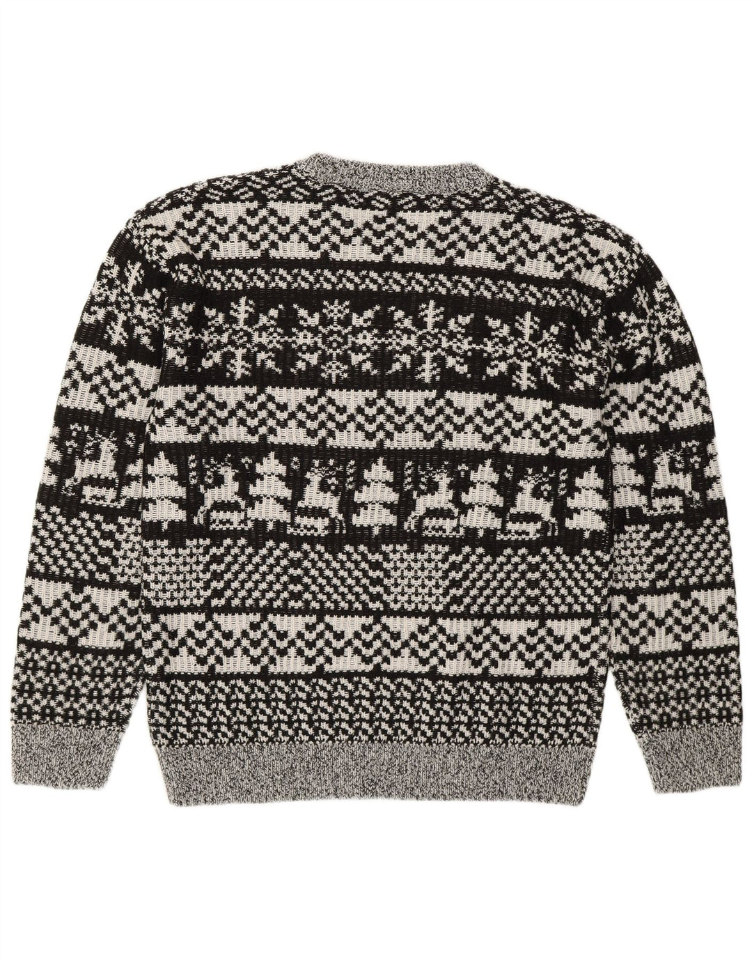 Pulover vintage pentru bărbați cu gâtul turnat, gri mediu, Fair Isle