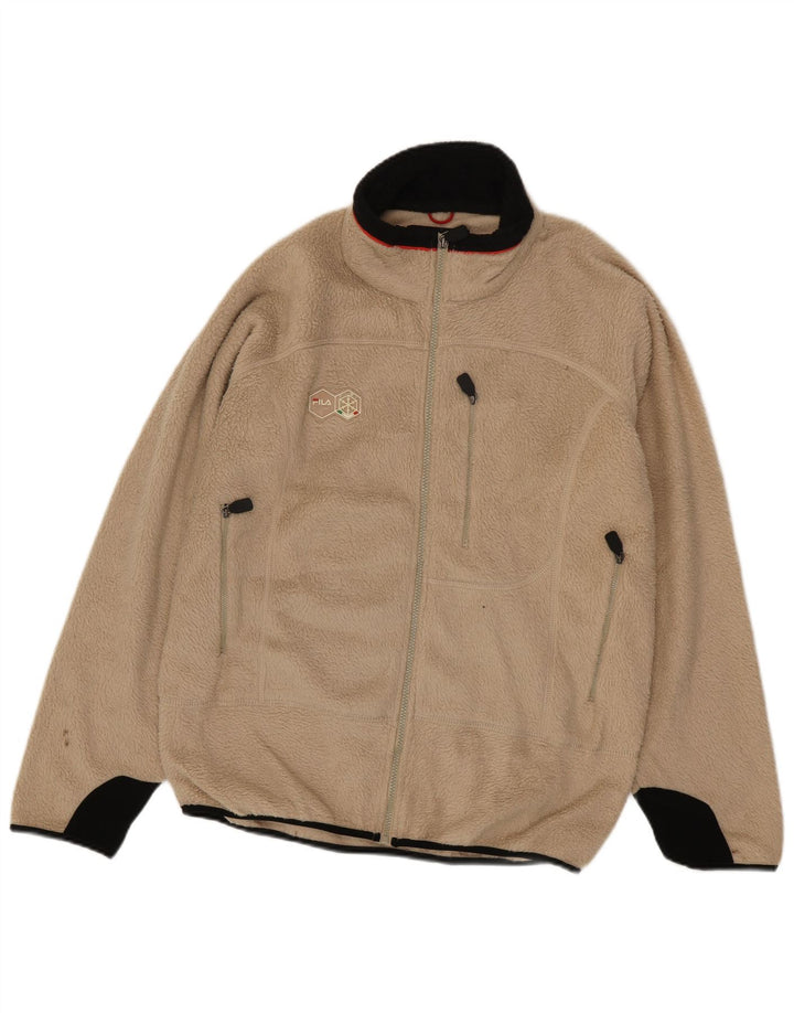 Jachetă fleece pentru bărbați Fila UK 40, mare, bej, poliester