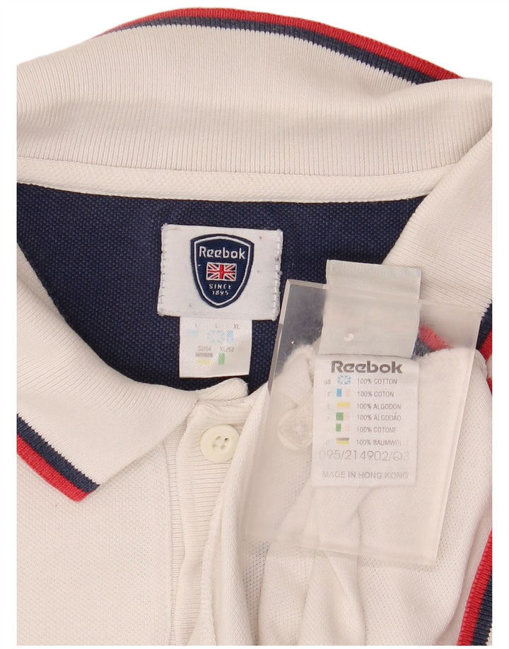 Tricou polo Reebok pentru bărbați, mare, alb, din bumbac