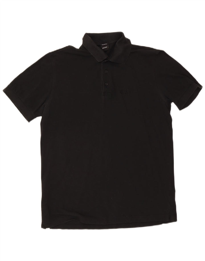Tricou polo pentru bărbați Hugo Boss, bumbac mediu negru