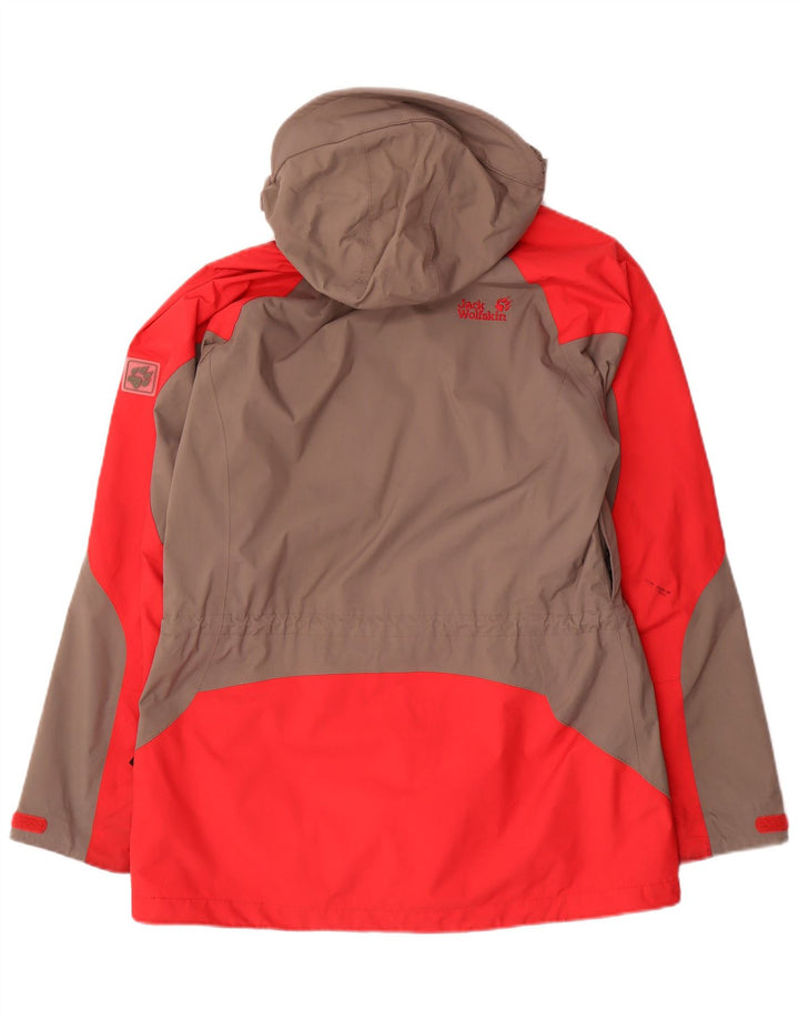 Jack Wolfskin Jachetă de ploaie cu glugă pentru femei UK 12/14 Medium Gri Colorblock