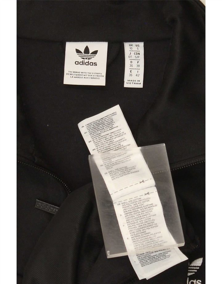 Jachetă de top pentru trening Adidas pentru femei UK 10, bumbac negru mic