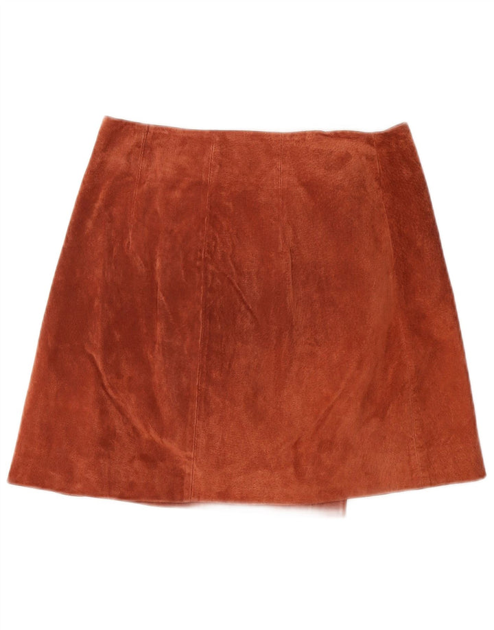 Fusta Wrap Femei din piele intoarsa Mango Mica W26 Maro