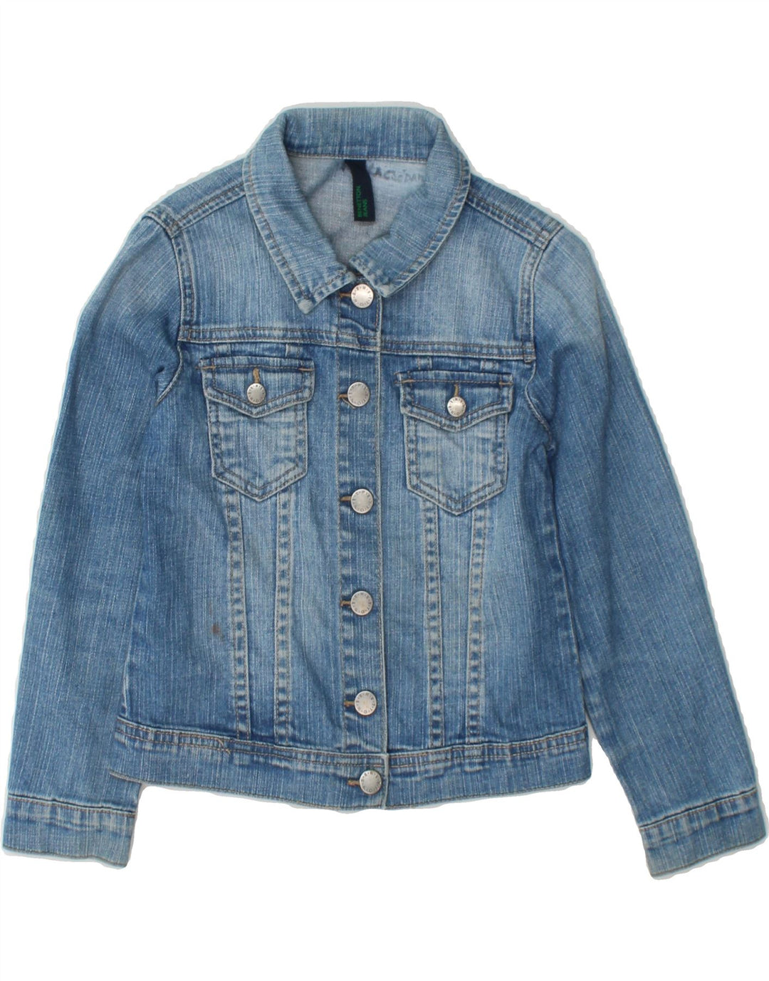 BENETTON Girls Denim Jacket 5-6 Years Blue Vintage Benetton and Second-Hand Benetton from Messina Hembry 