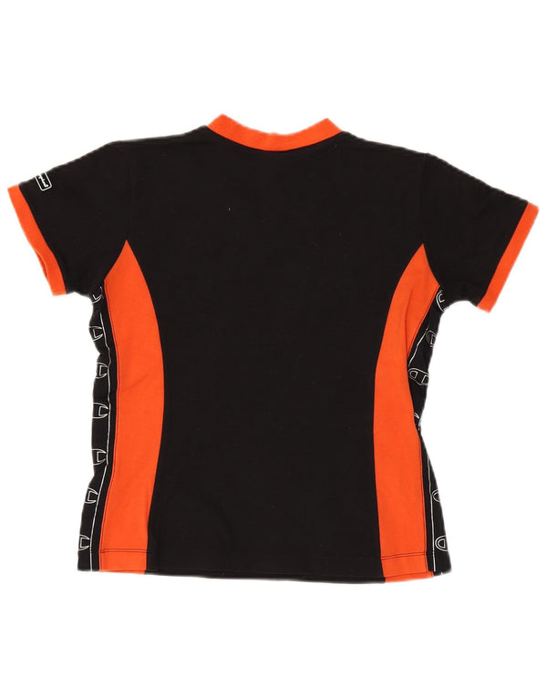 Tricou cu grafic crop Champion pentru femei Top UK 12 Medium Black Colorblock