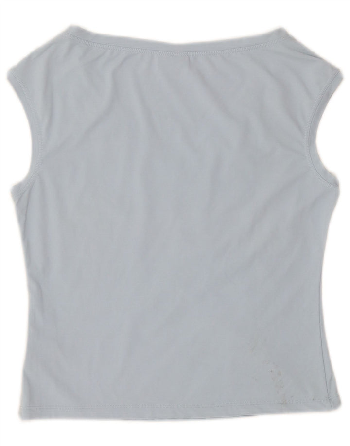 Roccobarocco Femei Crop Graphic Vest Top IT 44 Medium Blue Floral Nylon