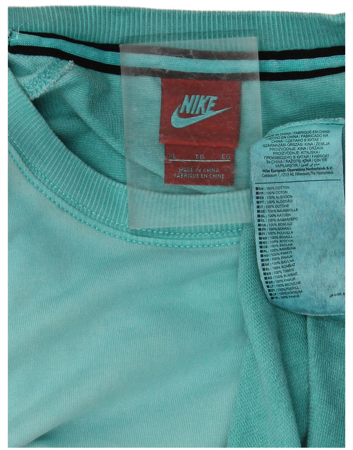 Hanorac grafic pentru bărbați NIKE Pulover XL din bumbac turcoaz