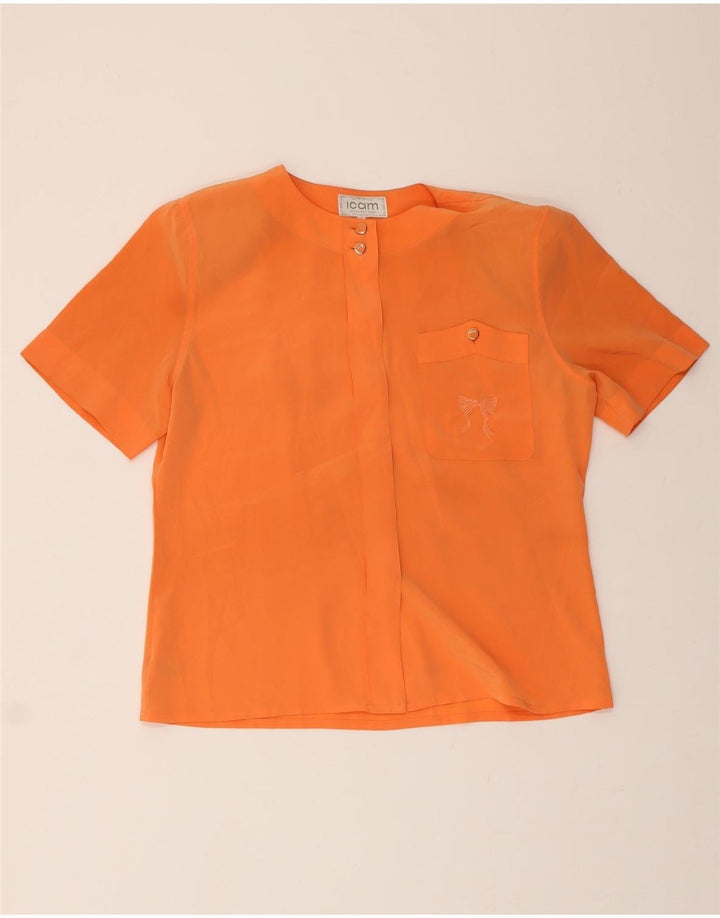 ICAM Womens Short Sleeve Shirt Blouse IT 44 Medium Orange Vintage Icam and Second-Hand Icam from Messina Hembry 