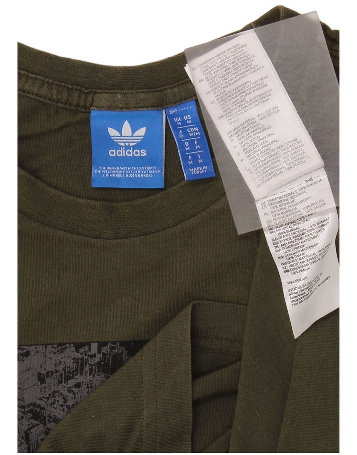 Tricou grafic pentru bărbați Adidas Top din bumbac verde mediu