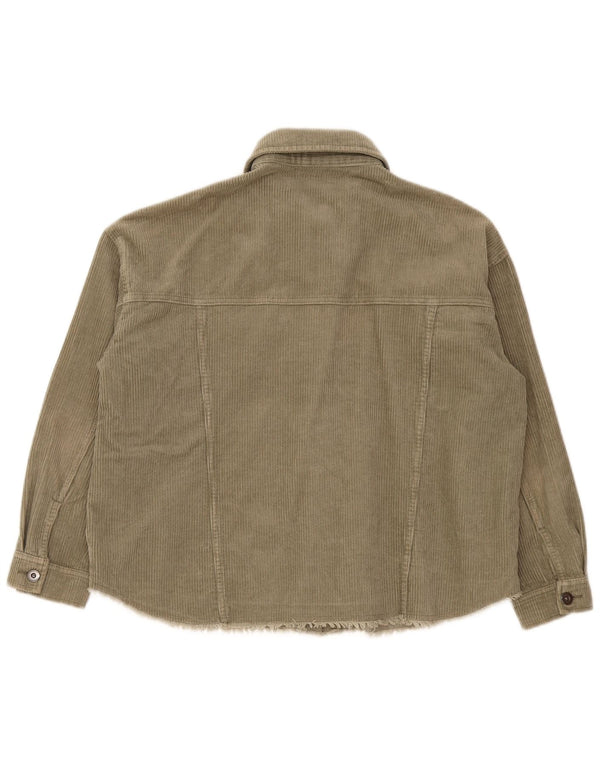 Cămașă oversize din velur pentru femei Zara UK 14 Bumbac kaki mediu