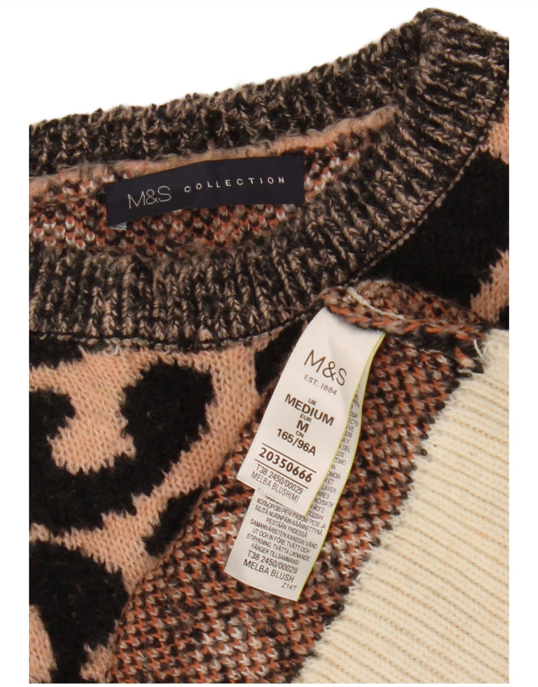 Pulover pentru damă Marks & Spencer crop cu gât barcă UK 14 Medium Multicolor