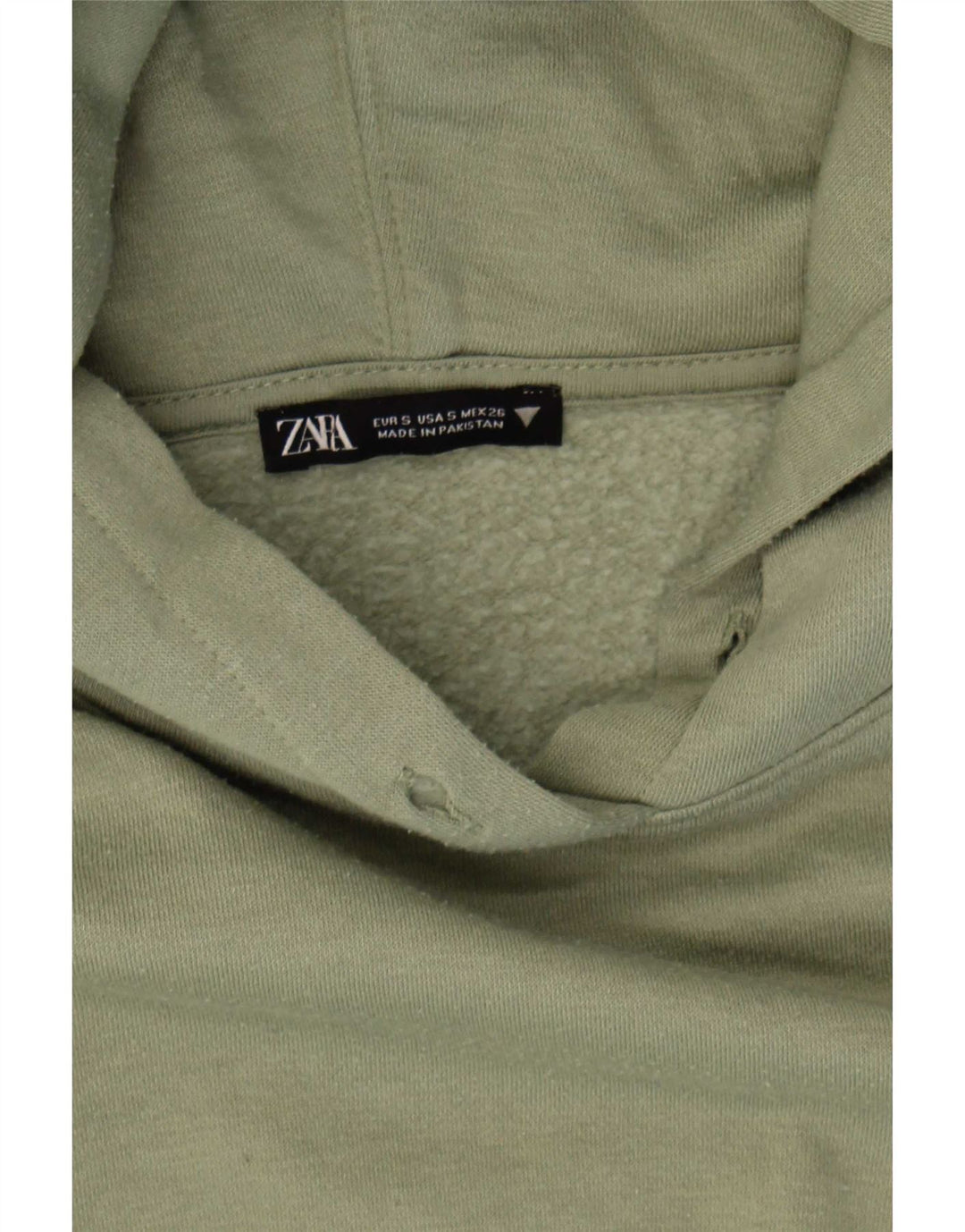 Pulover pentru damă Zara Crop Hoodie UK 10 Poliester verde mic