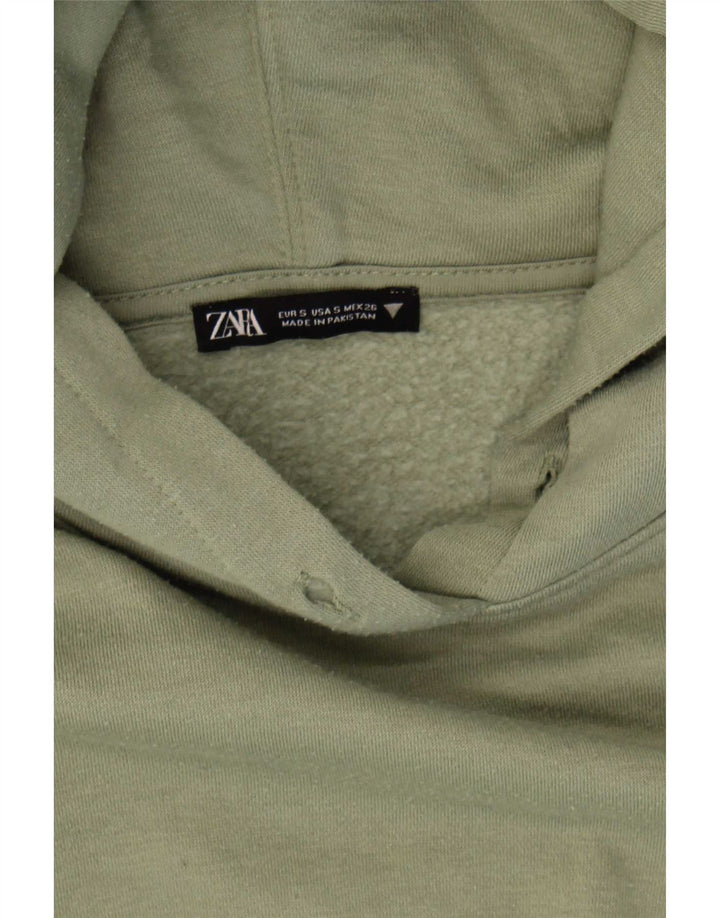Pulover pentru damă Zara Crop Hoodie UK 10 Poliester verde mic