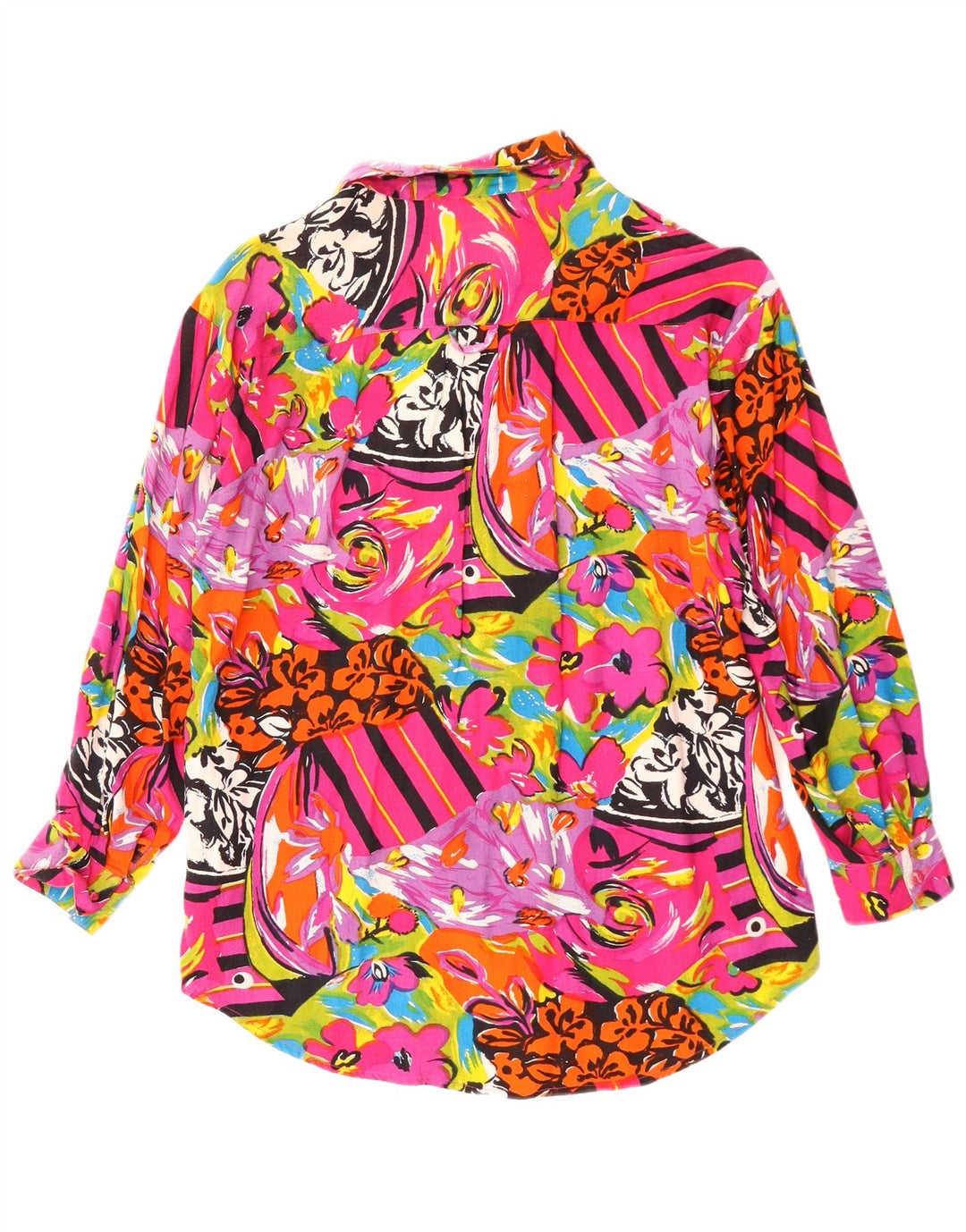 Bluză cămașă pentru femei VINTAGE UK 16, mare, multicoloră, cu flori