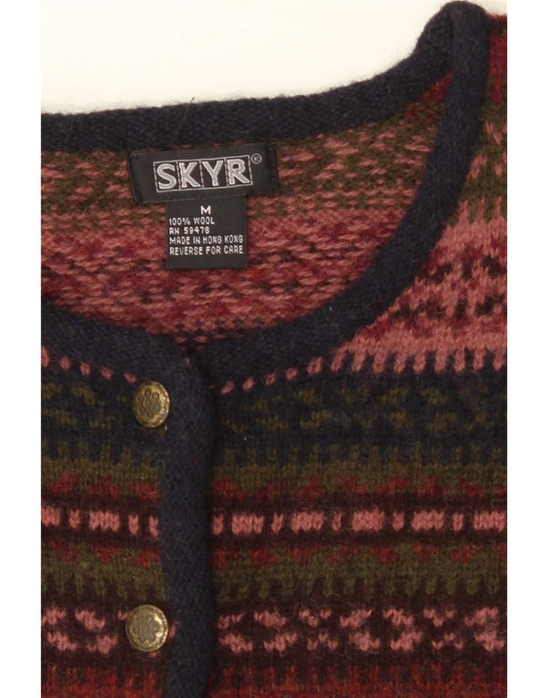 Pulover Cardigan Vintage pentru Damă UK 14 Medium Multicolor Fair Isle Lână