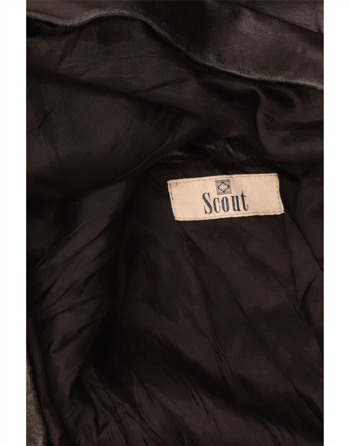 SCOUT Mens Leather Jacket UK 40 Large Black