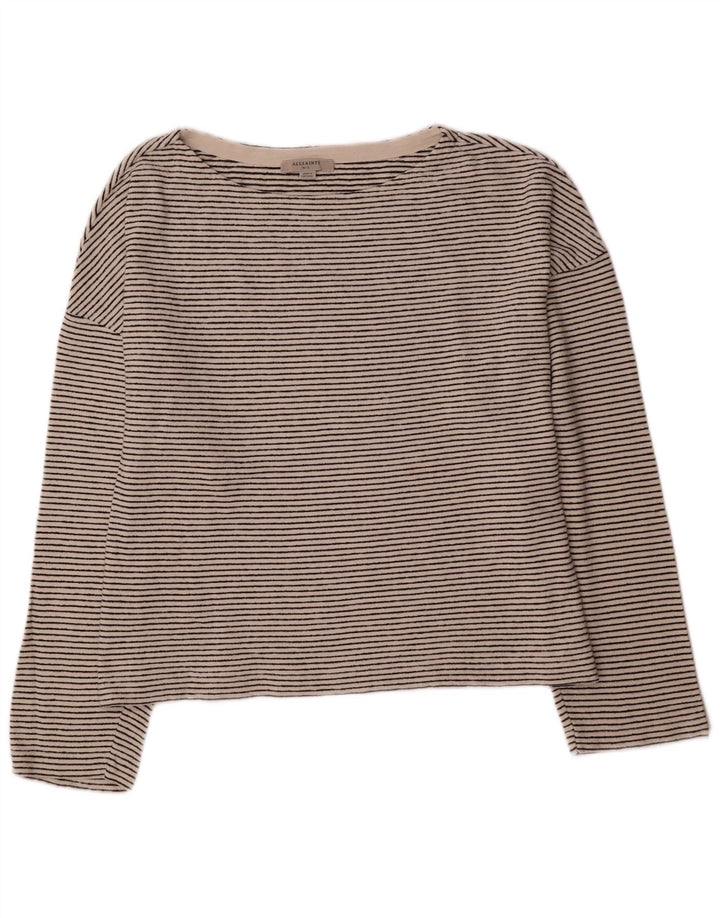 Crop Top pentru femei All Saints cu mânecă lungă UK 14 Medium Off White Striped