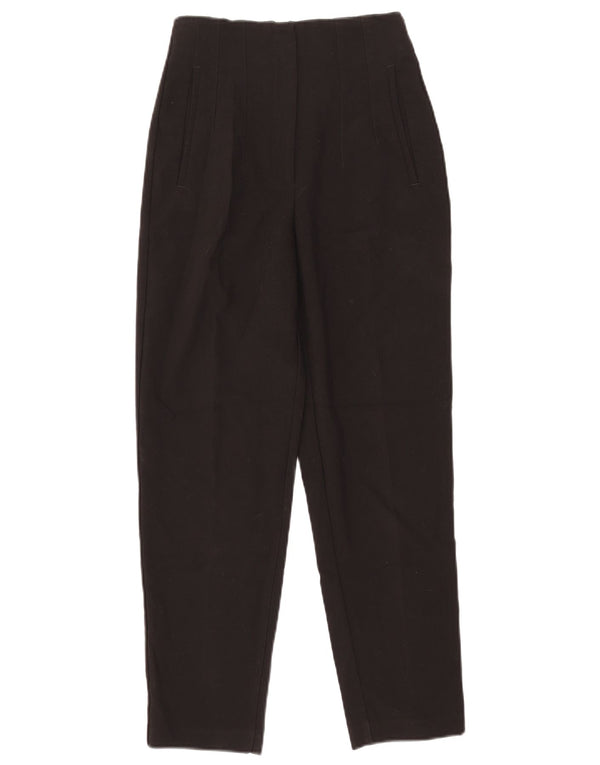 Pantaloni de costum conici pentru femei cu talie înaltă Zara XS L24 L26 Poliester negru