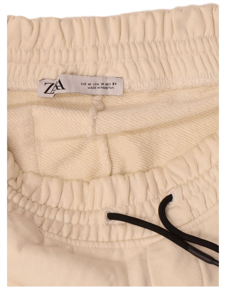 Pantaloni de trening pentru bărbați Zara Pantaloni de jogging Bumbac alb mediu mediu