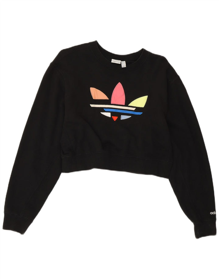 Pulover ADIDAS Crop Graphic pentru femei UK 12 Bumbac mediu negru