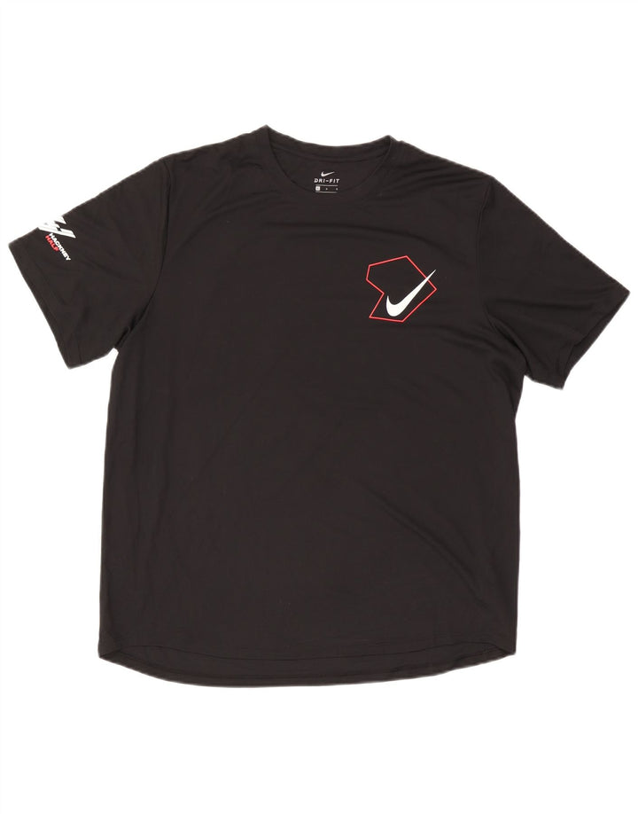Tricou grafic NIKE Dri Fit pentru bărbați Top mare din poliester negru