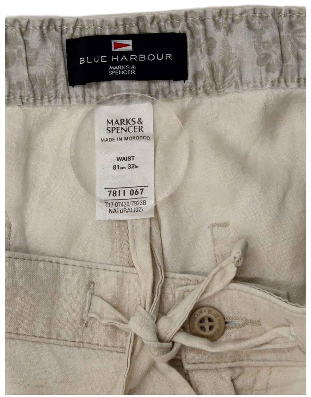 MARKS & SPENCER Bermudă pentru bărbați Blue Harbour W32 Medium Beige Linen