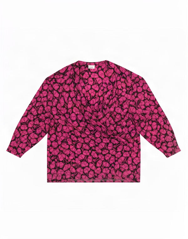 ELENA MIRO Bluză cu mânecă lungă pentru femei UK 18 XL Acetat floral roz