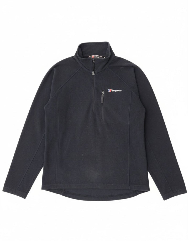 Jumper pentru bărbați Berghaus, cu fermoar și gât, din lână, poliester, albastru mic