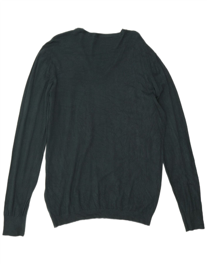 Pulover pentru bărbați Zara, cu decolteu în V, XL, viscoză verde