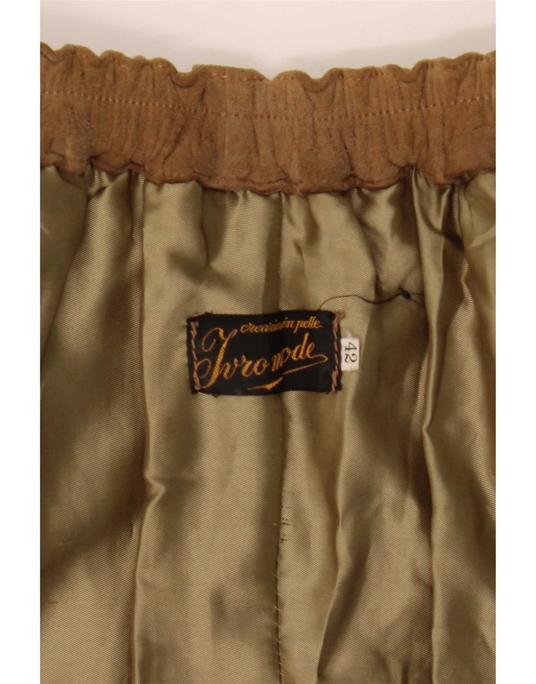 Fusta Wrap Femei din piele intoarsa vintage IT 42 Medium W27 Piele bej