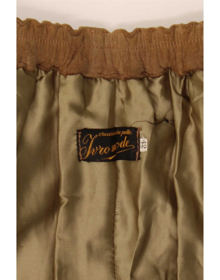 Fusta Wrap Femei din piele intoarsa vintage IT 42 Medium W27 Piele bej