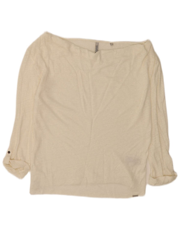 Top pentru femei Woolrich, cu mâneci 3/4, supradimensionat, cu umeri, UK 10, mic, alb