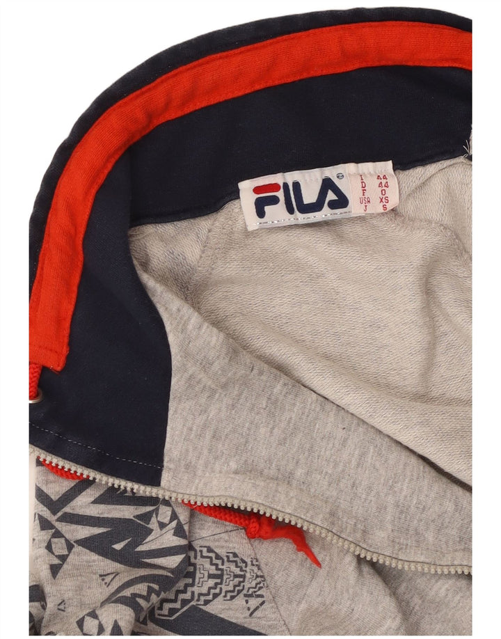 FILA Mens Tracksuit Top Jacket XS Grey Geometric