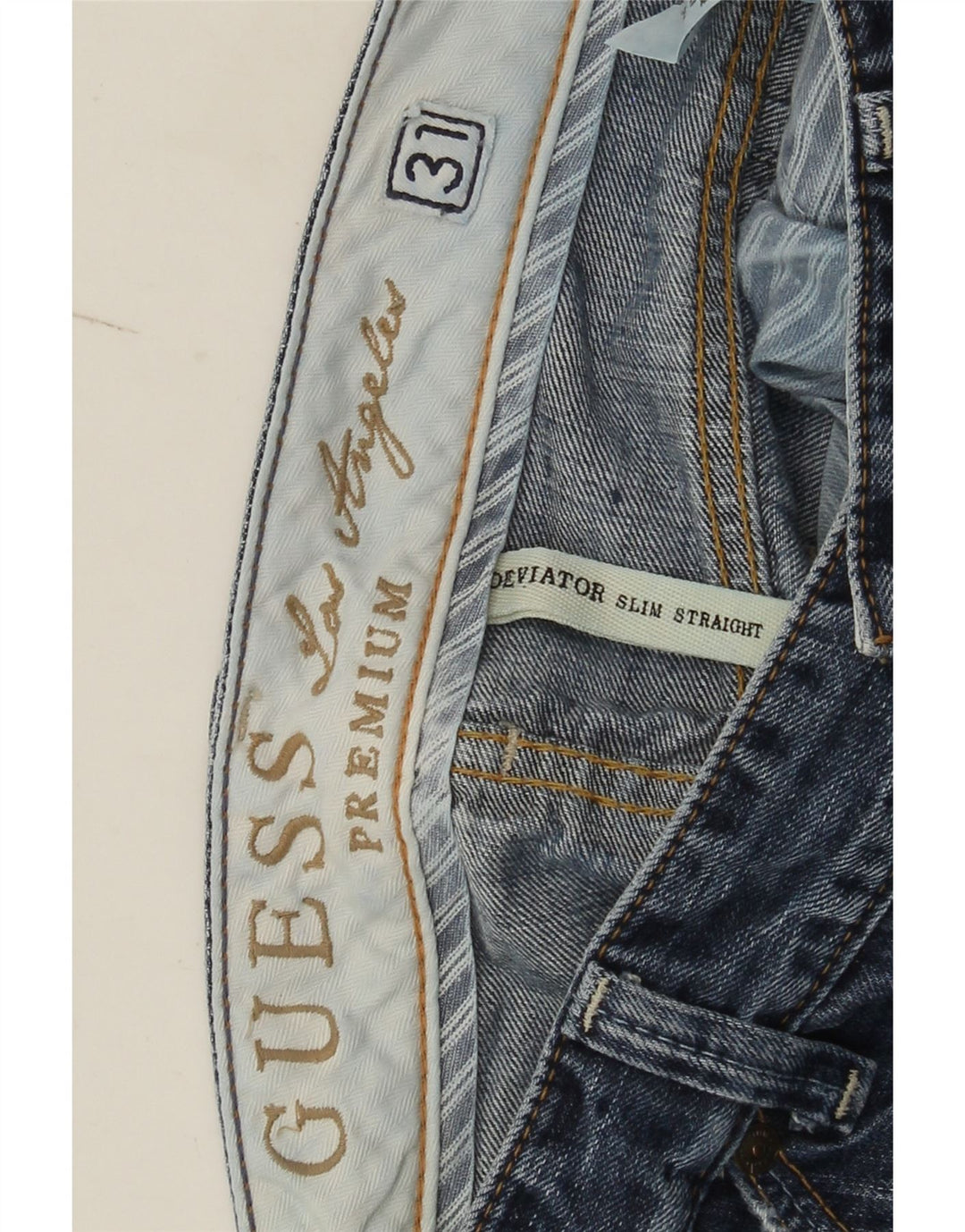 Blugi slim pentru bărbați Guess Distressed W31 L30 Bumbac albastru