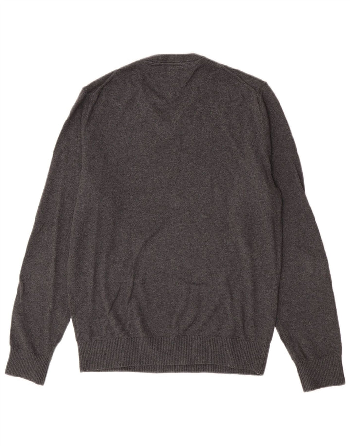 Pulover cu decolteu în V Tommy Hilfiger pentru bărbați, bumbac, gri mic