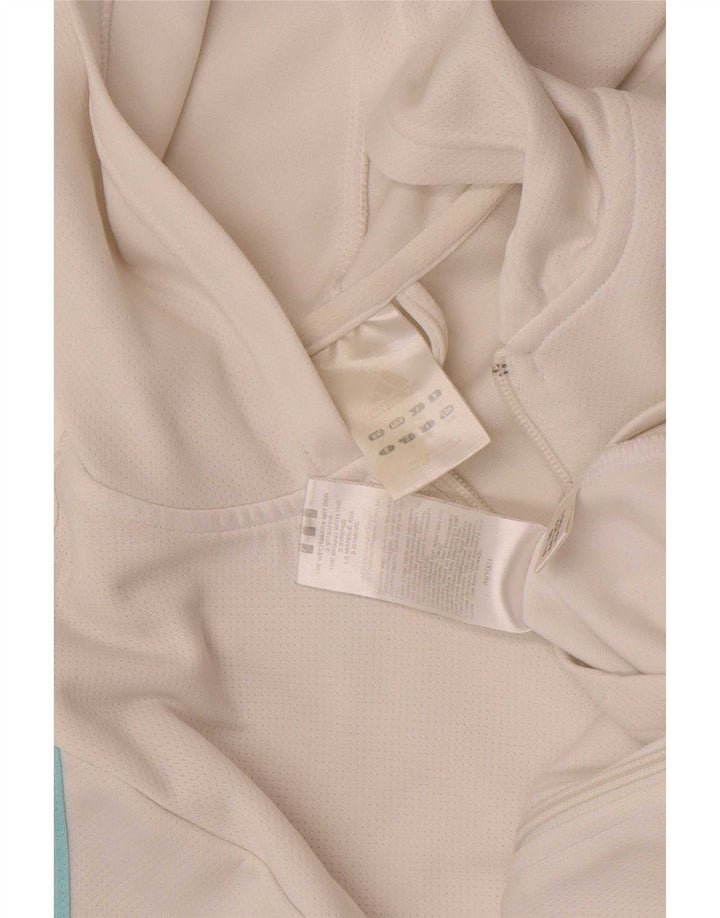 Pulover Adidas pentru femei, cu fermoar, UK 12 Poliester alb mediu