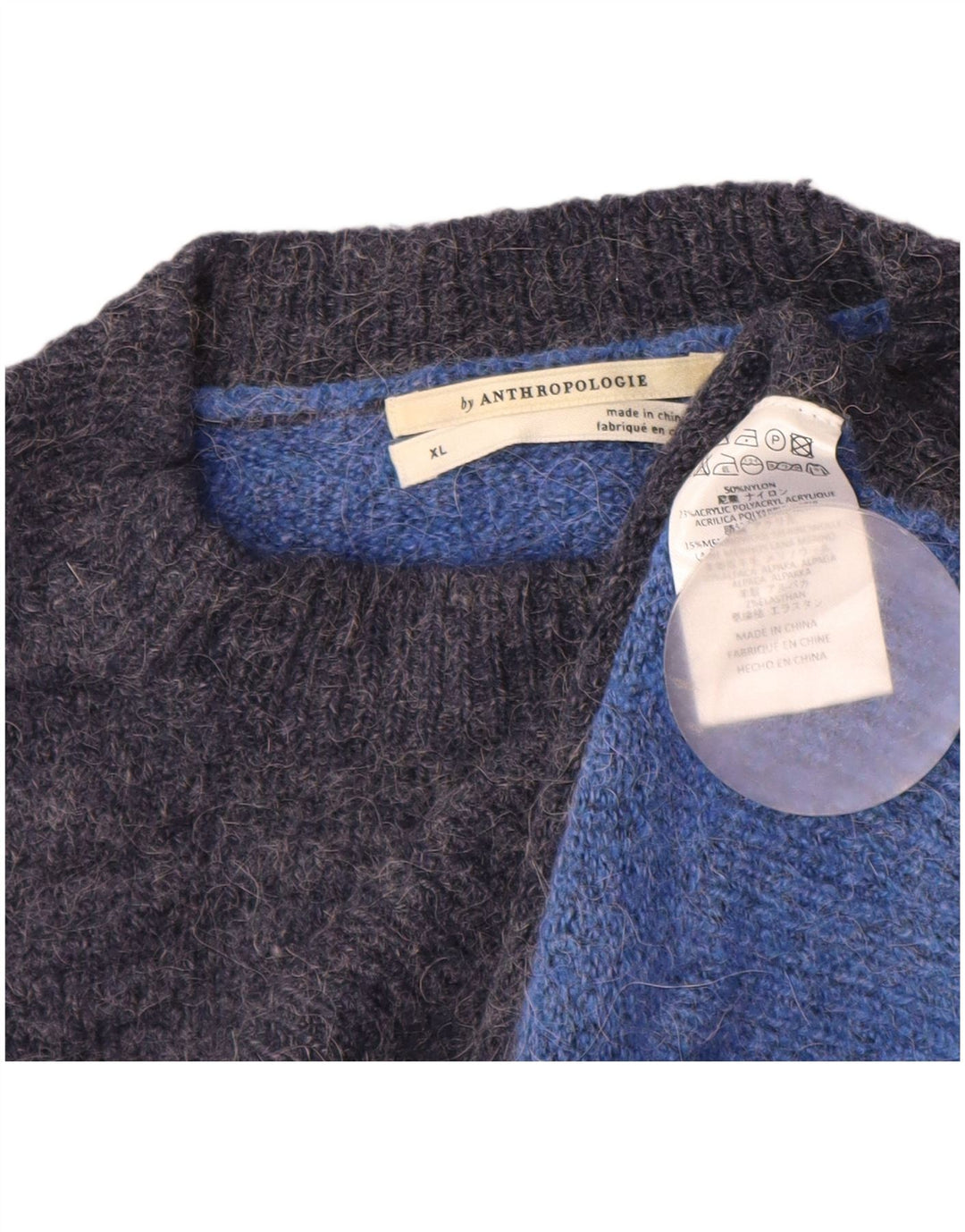 ANTHROPOLOGIE Pulover pentru damă cu decolteu triplu UK 18 XL Bleumarin