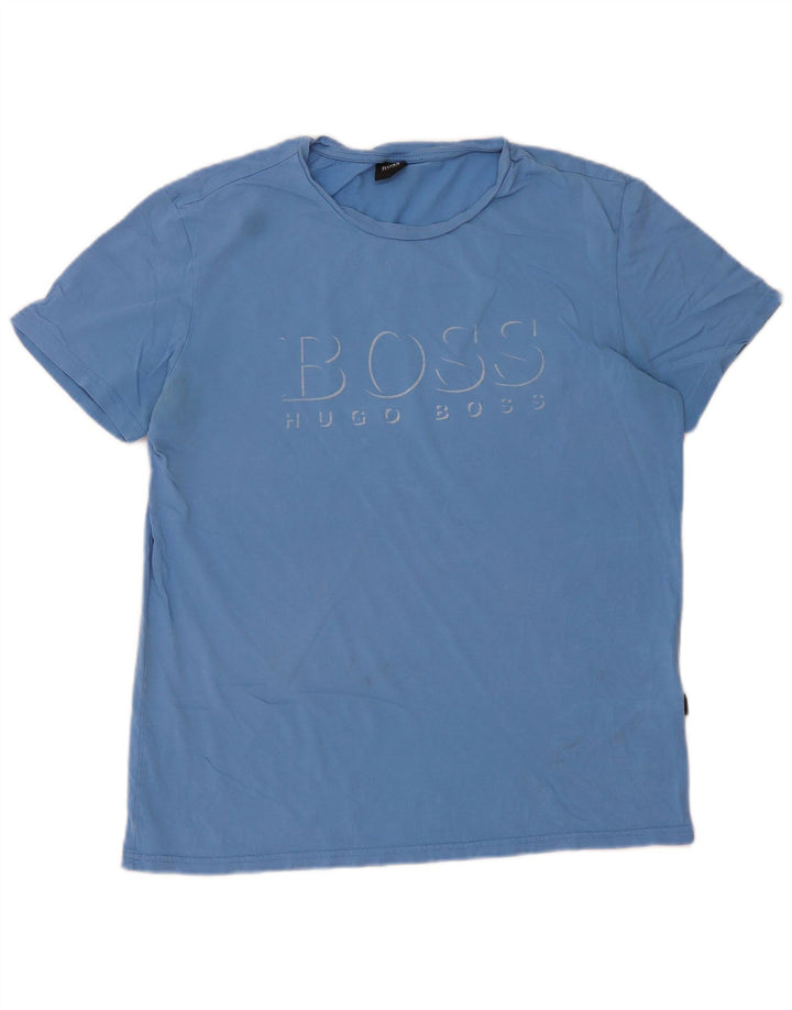 Tricou grafic pentru bărbați Hugo Boss Top mare din bumbac albastru