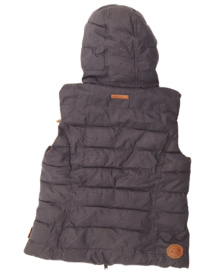 NAKETANO Gilet căptușit cu glugă pentru femei UK 18 XL, poliester bleumarin