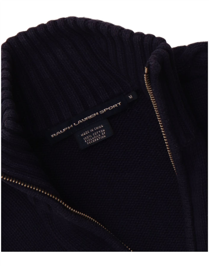 Pulover cardigan pentru femei RALPH LAUREN UK 12 mediu, bleumarin, bumbac