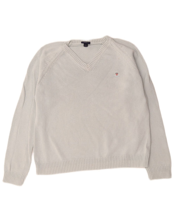 Pulover pentru femei Gant cu decolteu în V UK 18 XL Bumbac albastru