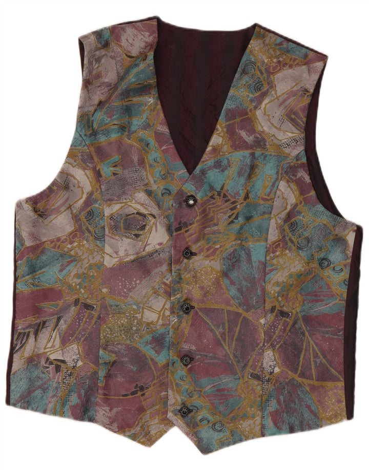 Vestă vintage pentru bărbați cu model abstract, mediu multicolor