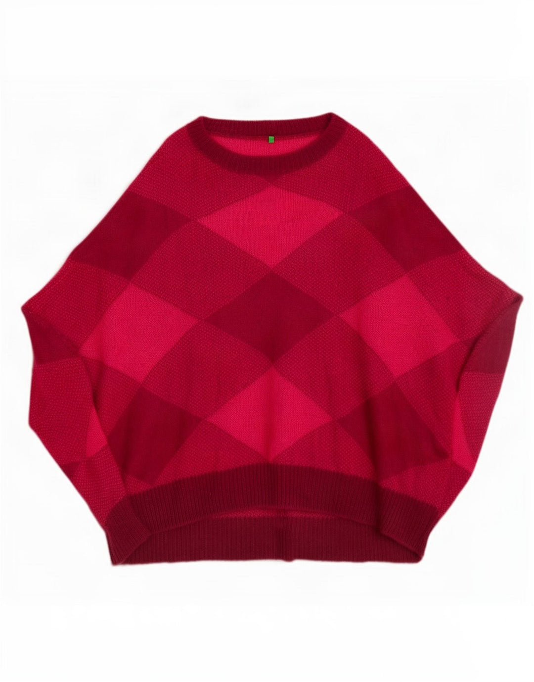 Pulover Poncho supradimensionat pentru femei Benetton, mărime unica, roz Argyle/Diamond