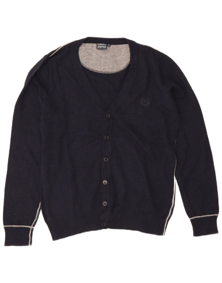 Pulover cardigan pentru bărbați Gianmarco Venturi XL, lână de miel bleumarin