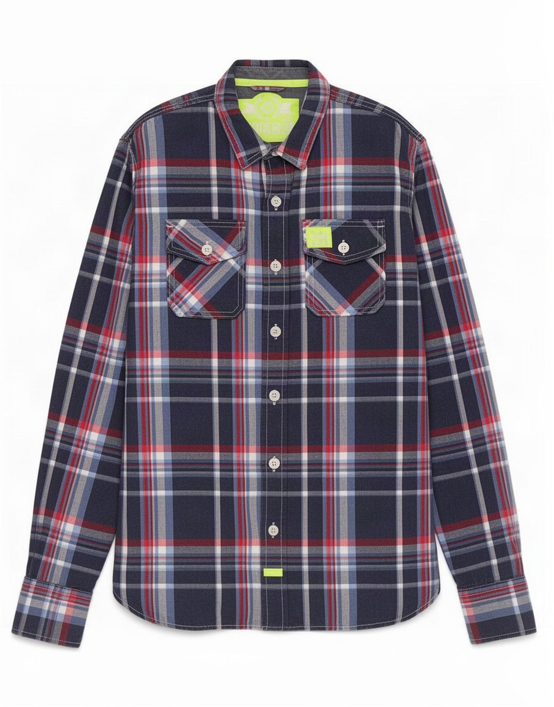 Cămașă pentru bărbați Superdry XL, bumbac cu carouri bleumarin
