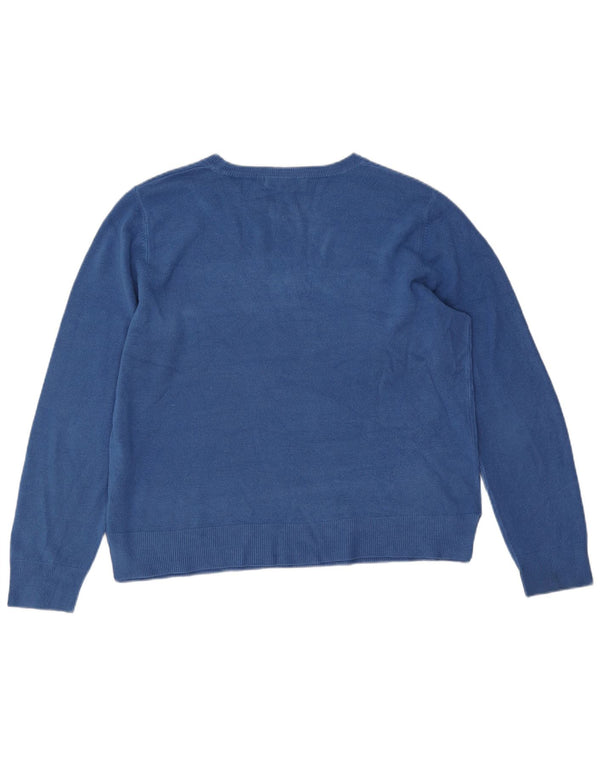 Pulover pentru femei Marks & Spencer, cu gât de barcă, UK 18 XL, albastru acrilic