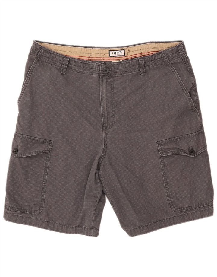 Pantaloni scurți cargo pentru bărbați Izod W34, bumbac cu dungi gri mari
