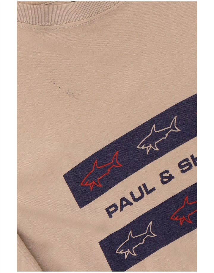 PAUL & SHARK Tricou grafic pentru iahting pentru bărbați Top XL bumbac bej