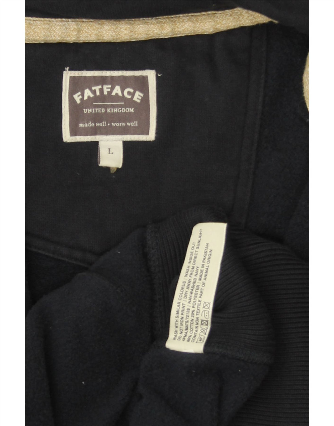 FAT FACE Hanorac cu fermoar pentru bărbați, mare, bumbac, albastru